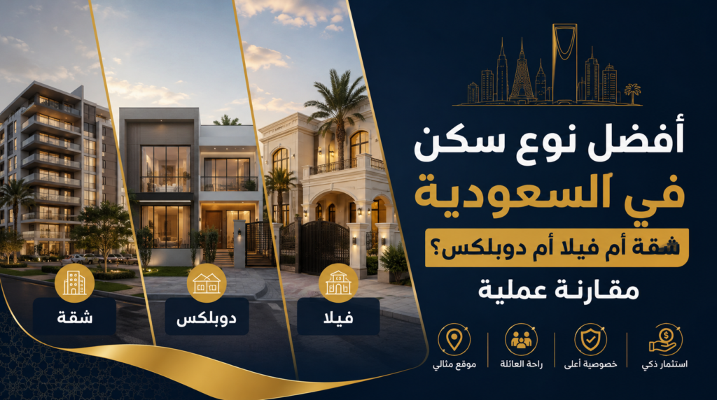 أفضل نوع سكن السعودية: شقة أم فيلا أم دوبلكس؟ مقارنة عملية