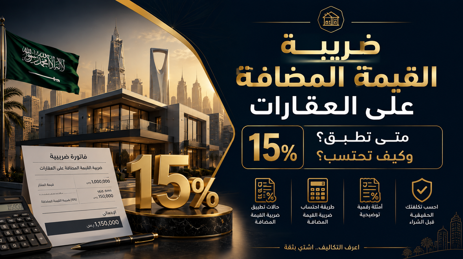 ضريبة القيمة المضافة على العقارات 15% متى تطبق؟ وكيف تحتسب؟
